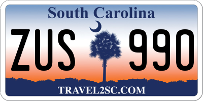SC license plate ZUS990