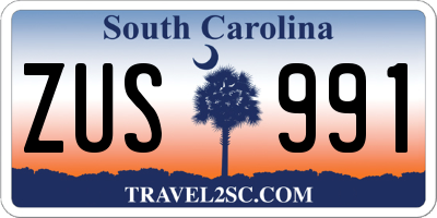 SC license plate ZUS991