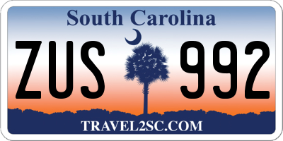 SC license plate ZUS992