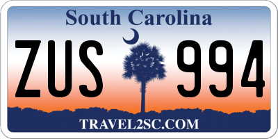 SC license plate ZUS994