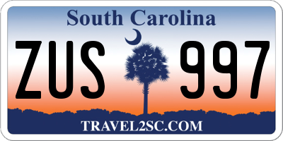 SC license plate ZUS997