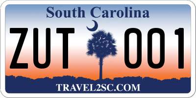 SC license plate ZUT001