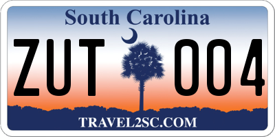 SC license plate ZUT004