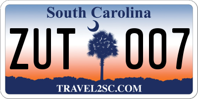 SC license plate ZUT007
