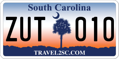 SC license plate ZUT010