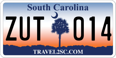 SC license plate ZUT014