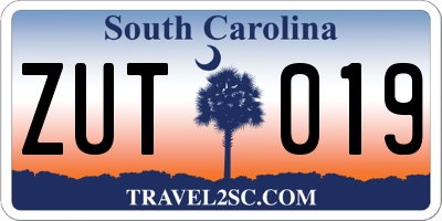 SC license plate ZUT019