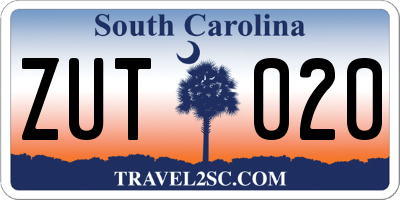 SC license plate ZUT020