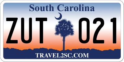 SC license plate ZUT021