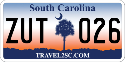 SC license plate ZUT026