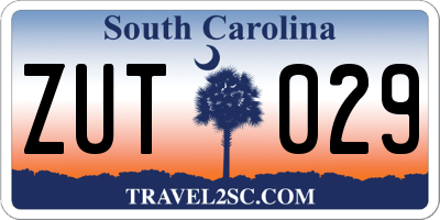 SC license plate ZUT029