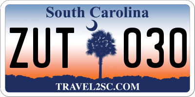SC license plate ZUT030