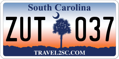 SC license plate ZUT037