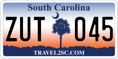 SC license plate ZUT045