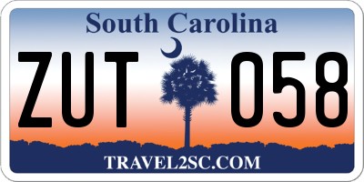 SC license plate ZUT058