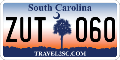 SC license plate ZUT060