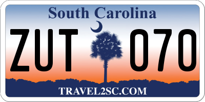 SC license plate ZUT070