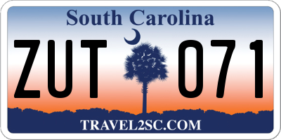SC license plate ZUT071