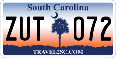 SC license plate ZUT072