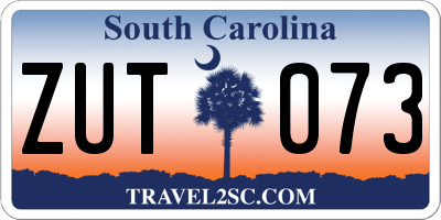 SC license plate ZUT073