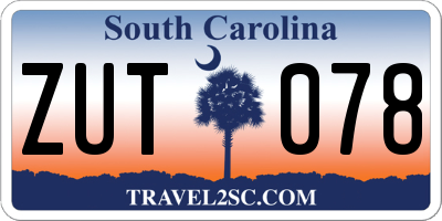 SC license plate ZUT078