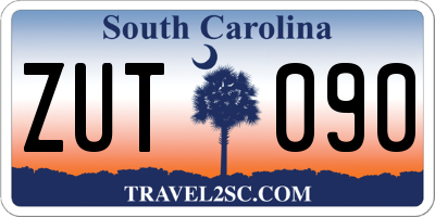 SC license plate ZUT090