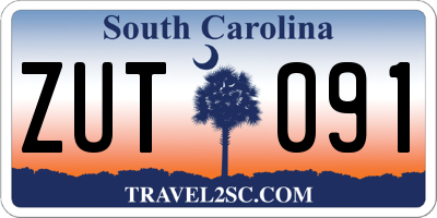 SC license plate ZUT091