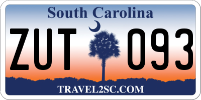 SC license plate ZUT093
