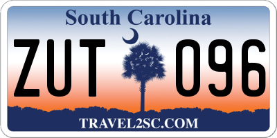 SC license plate ZUT096