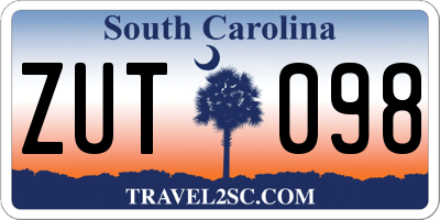 SC license plate ZUT098