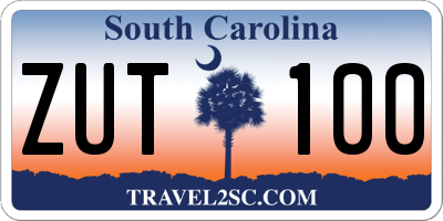 SC license plate ZUT100