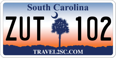 SC license plate ZUT102