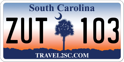 SC license plate ZUT103