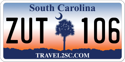 SC license plate ZUT106