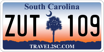 SC license plate ZUT109