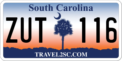SC license plate ZUT116
