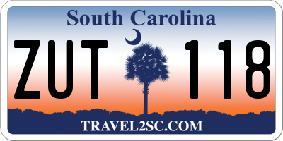 SC license plate ZUT118