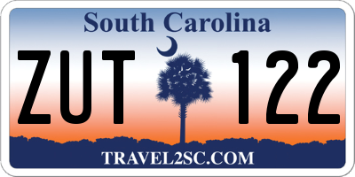 SC license plate ZUT122