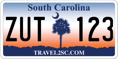 SC license plate ZUT123