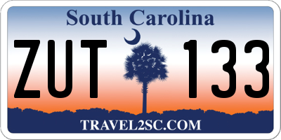 SC license plate ZUT133