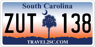 SC license plate ZUT138
