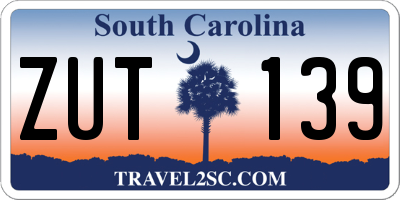 SC license plate ZUT139