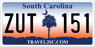 SC license plate ZUT151