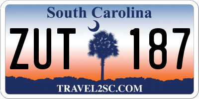 SC license plate ZUT187