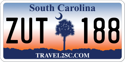 SC license plate ZUT188