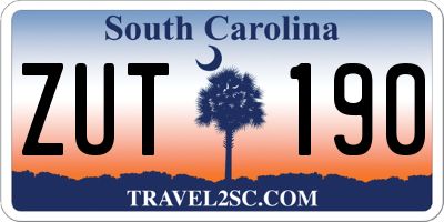 SC license plate ZUT190