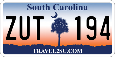 SC license plate ZUT194
