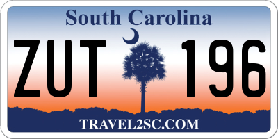 SC license plate ZUT196
