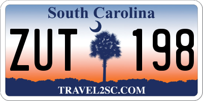 SC license plate ZUT198