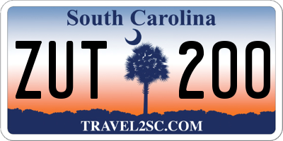 SC license plate ZUT200